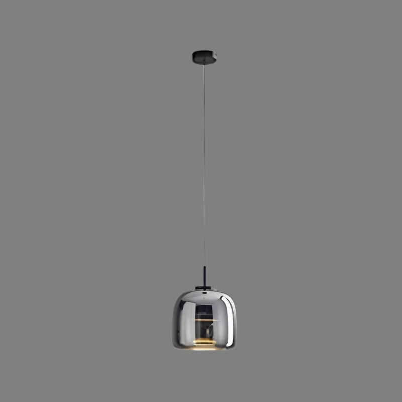 Isolated view of the sleek smoke grey double-layer beqi glass pendant light