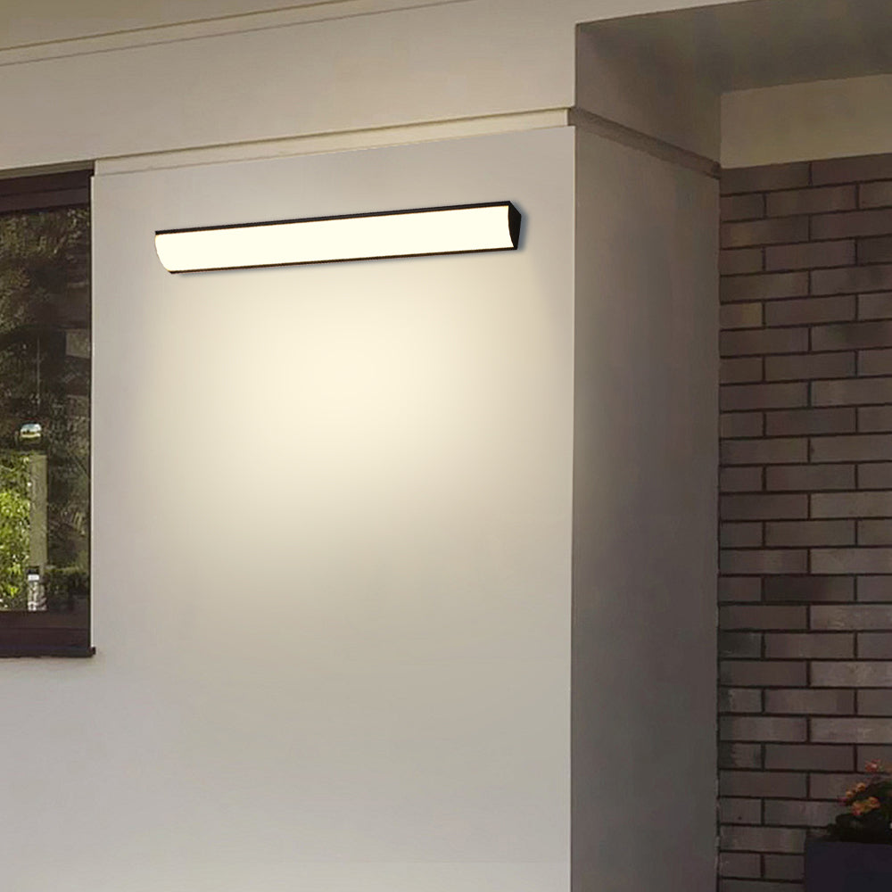 Sleek linear bubce LED exterior light mounted horizontally next to an outdoor window