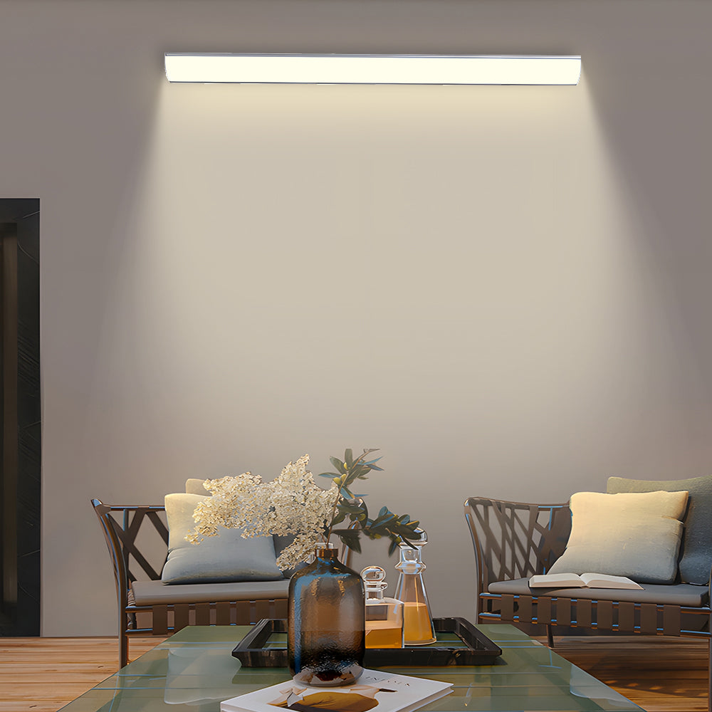 Waterproof LED bubce linear sconce providing soft lighting for an outdoor lounge area