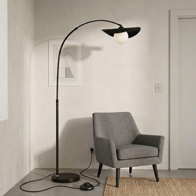 Clent - Black Arc Floor Lamp - Adjustable Reading Lamp for Living Room
