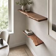 Corve rustic live edge hardwood floating shelf, product photo 1