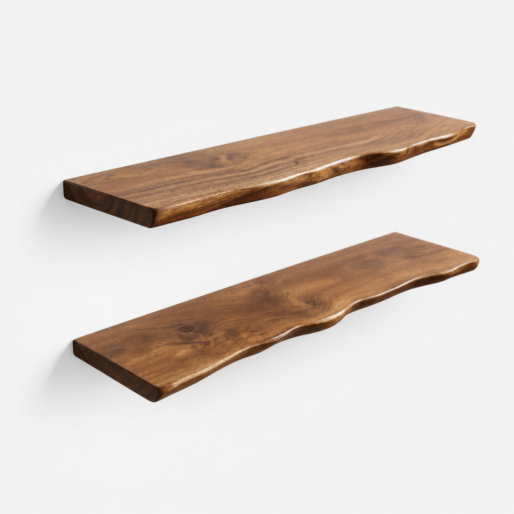 Corve rustic live edge hardwood floating shelf, product photo 6