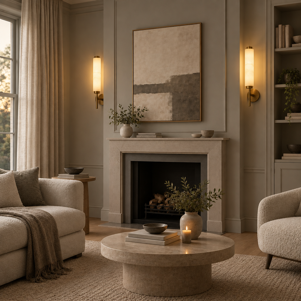 Dern alabaster wall sconce pair living room fireplace evening