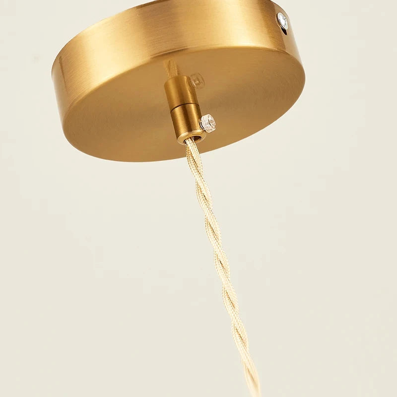 Glaze pendant light copper-finish ceiling canopy and braided cord detail
