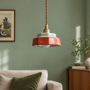 Glaze Terracotta hand-painted ceramic pendant light British minimalist living room lifestyle
