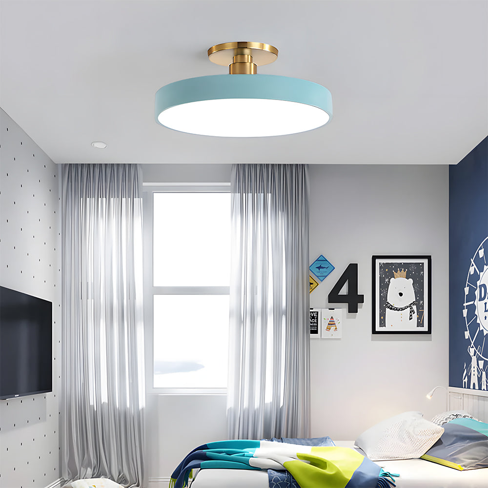 blue drum guoj ceiling lighting illuminating a contemporary bright bedroom space