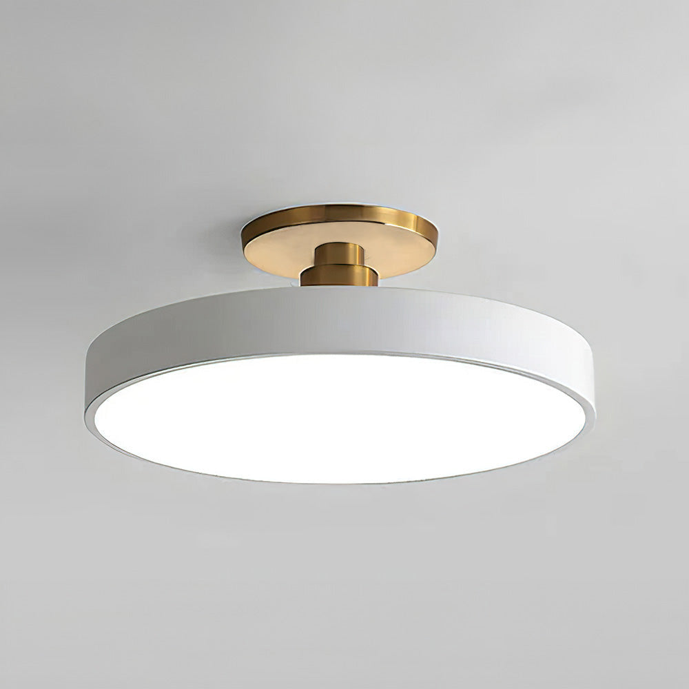 Clean white minimalist drum guoj ceiling lamp isolated on a neutral background