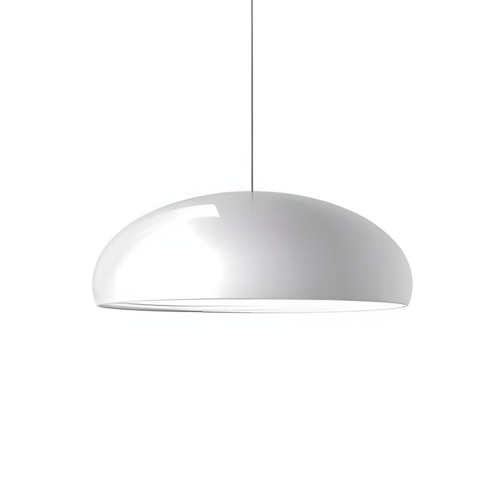 Crisp white minimalist acrylic bowl huhs pendant light isolated on a neutral background