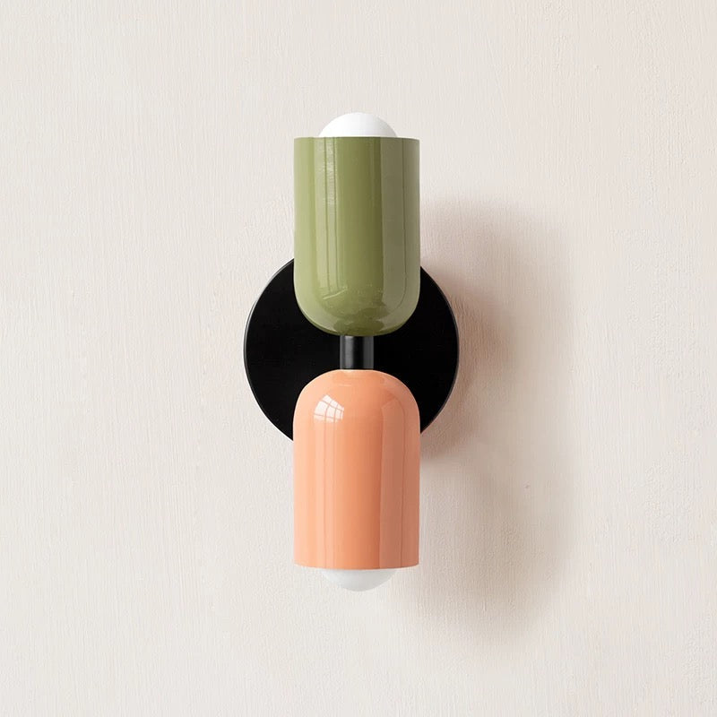 Green and pink hutre pastel colour-block glass wall sconce