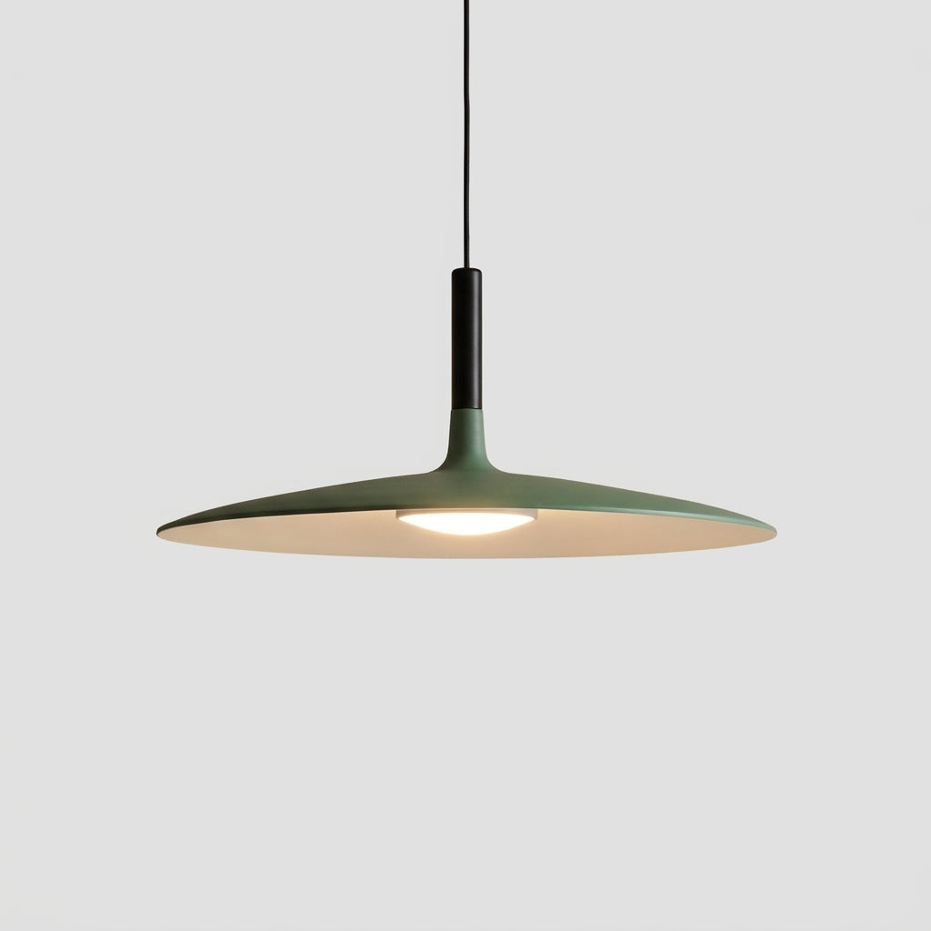 Iqzo green flat disc pendant light, studio shot