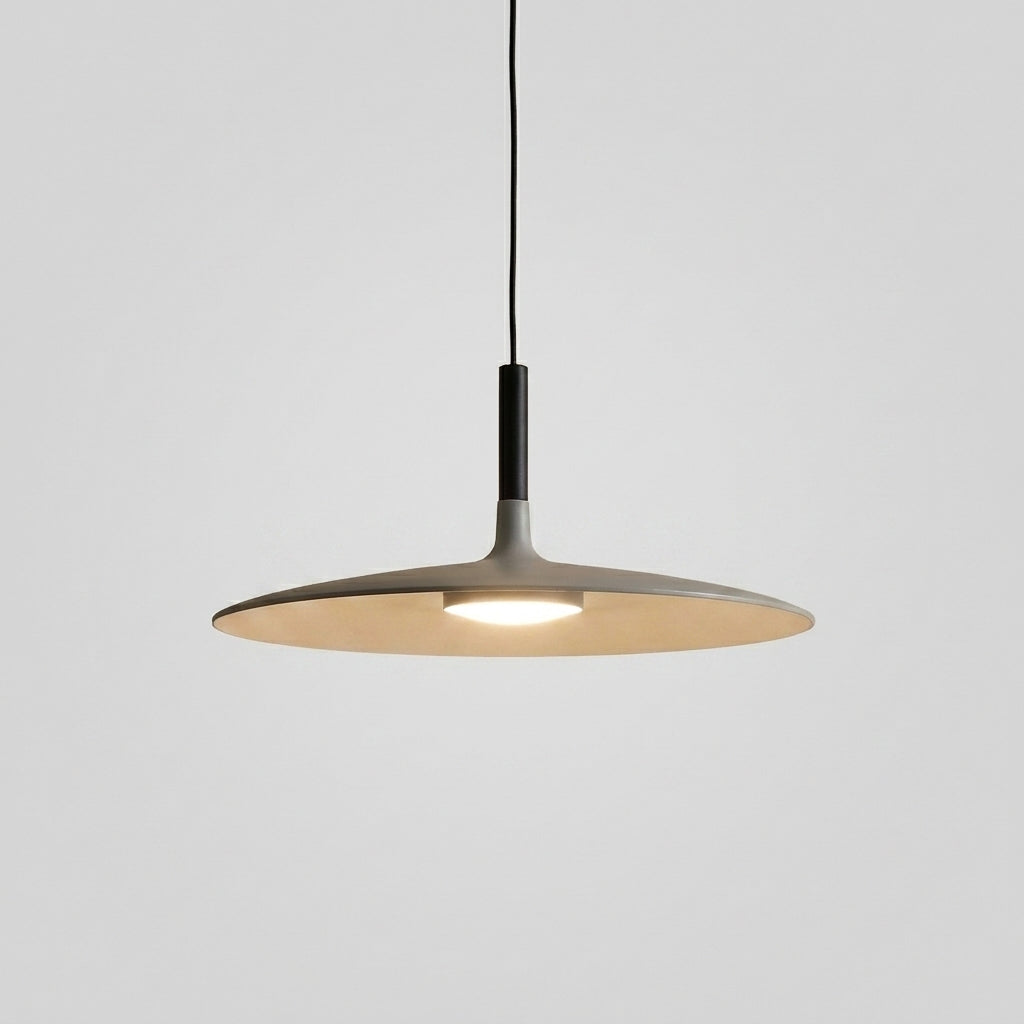 Iqzo grey flat disc pendant light, alternate angle