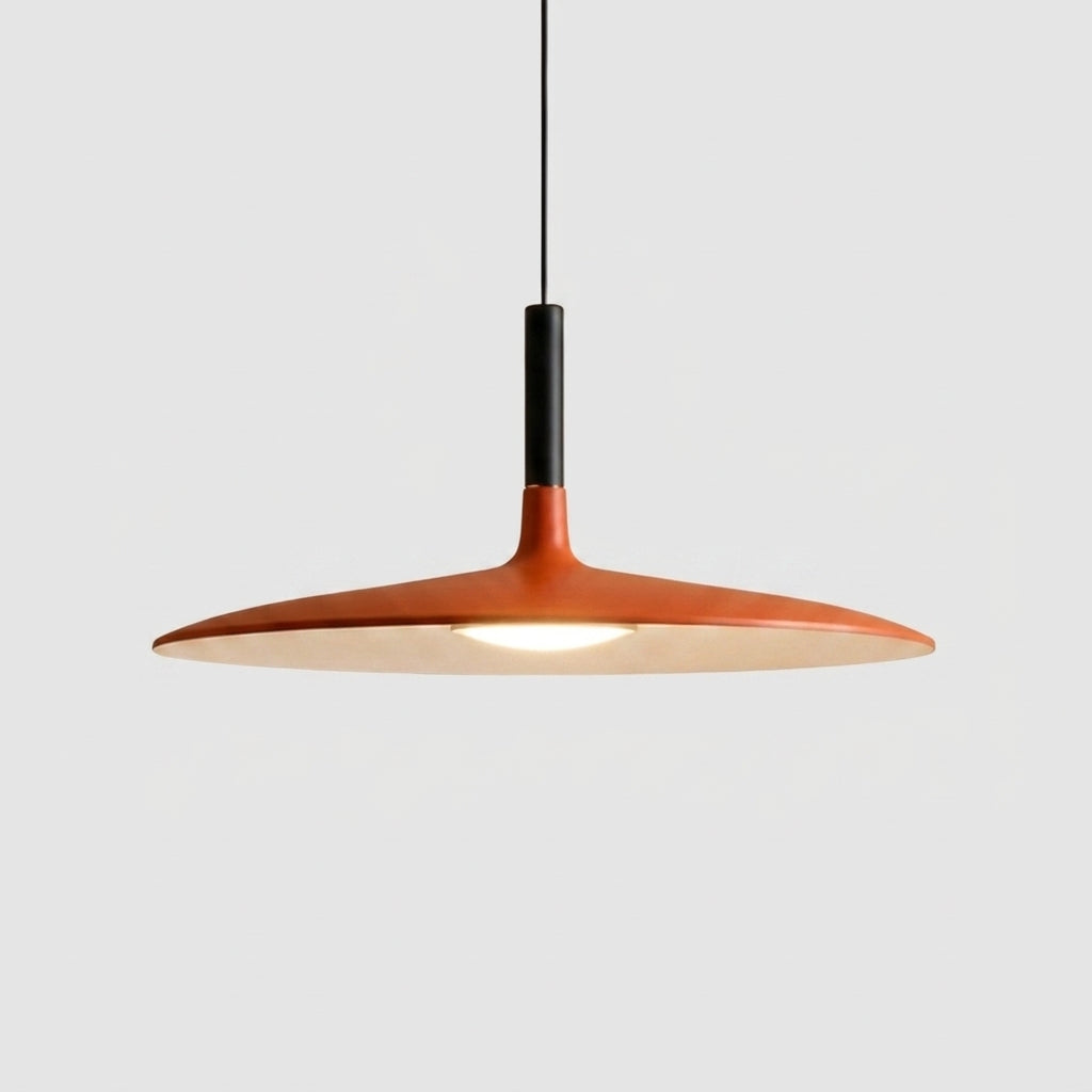 Iqzo orange flat disc pendant light, studio shot