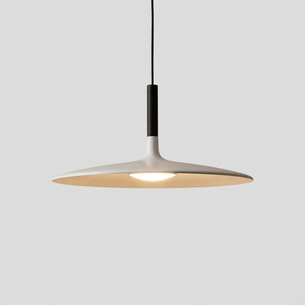 Iqzo white flat disc pendant light, studio shot