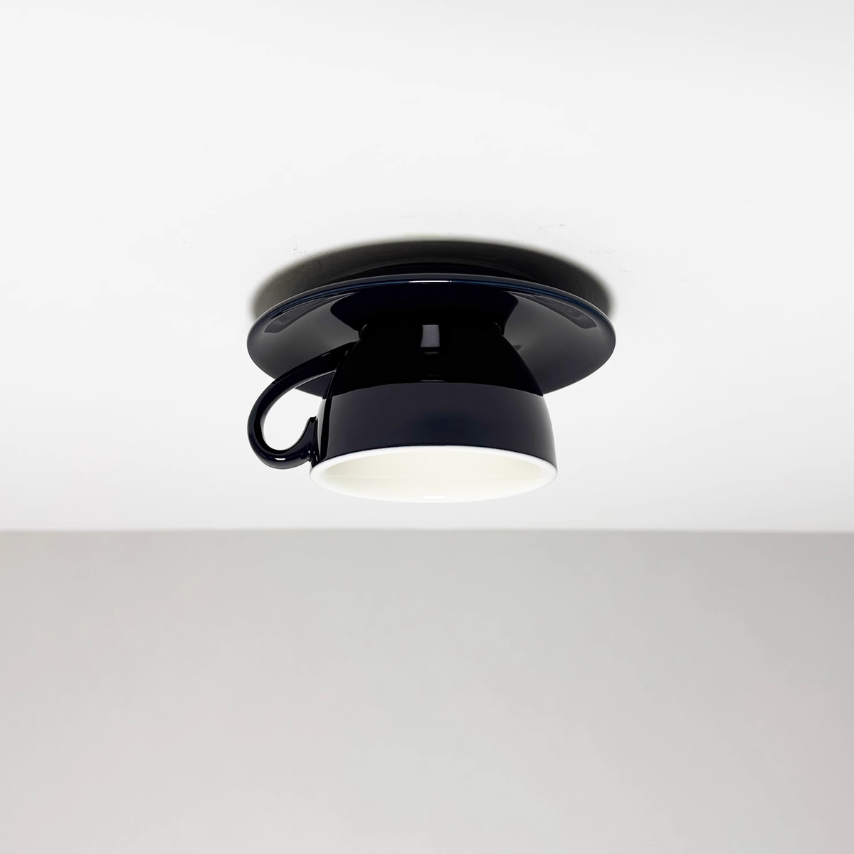 Navy blue ceramic teacup flush mount kupce ceiling fixture