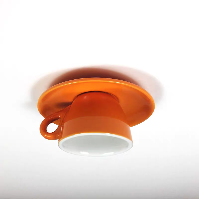 Bright orange novelty coffee cup flush mount kupce lighting fixture