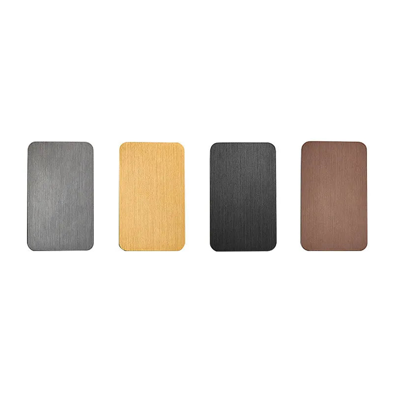 Brushed aluminium mazka rectangular wall lamp finish options in grey, gold, black, and coffee