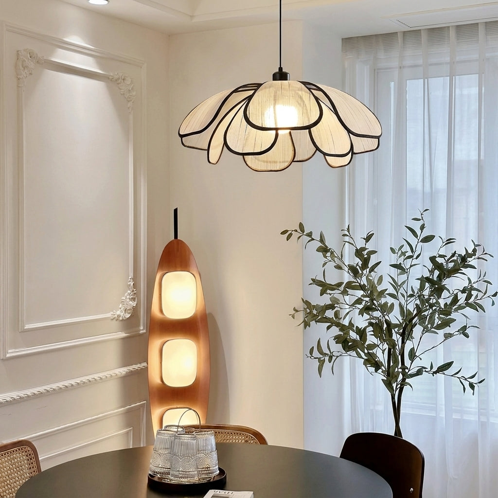Muxqa petal pendant light in a living room corner with curtains