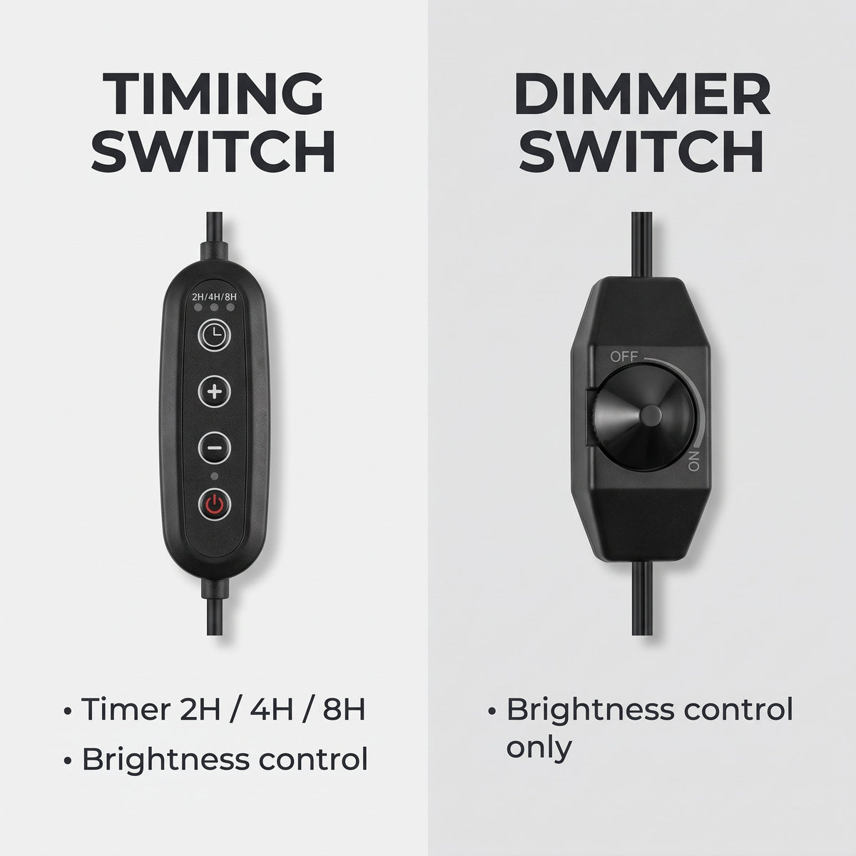 Orsa candle warmer lamp Timing Switch with 2H, 4H and 8H timer compared with the brightness-only Dimmer Switch