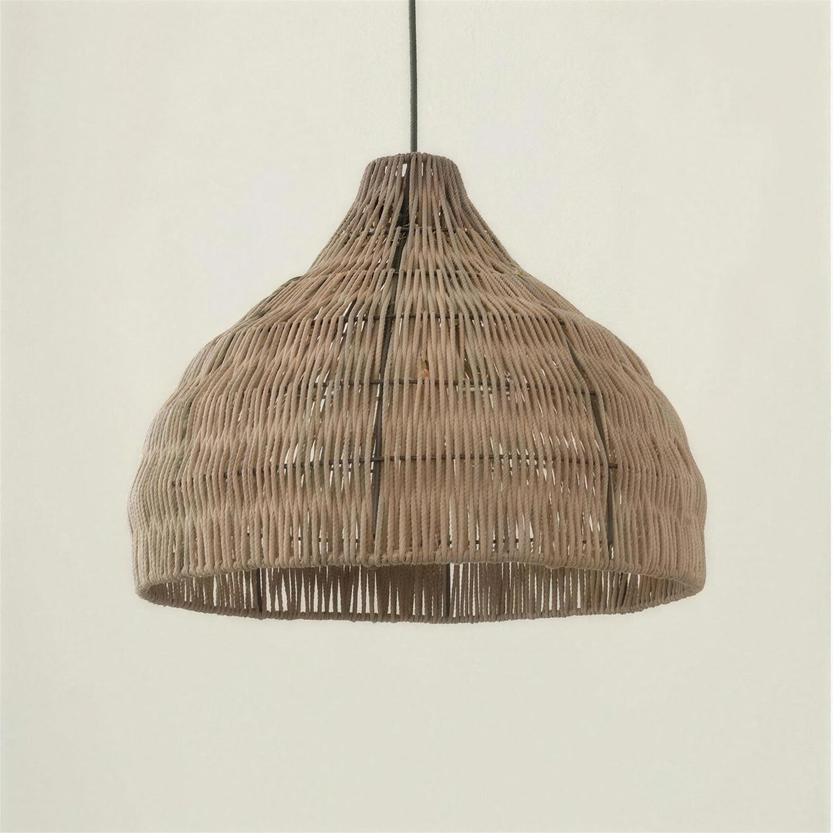 Relton handwoven natural rattan pendant light shade, unlit, against a plain background