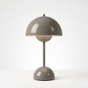 Modern sulba grey cordless mushroom table lamp showcasing its sleek, minimalist dome silhouette