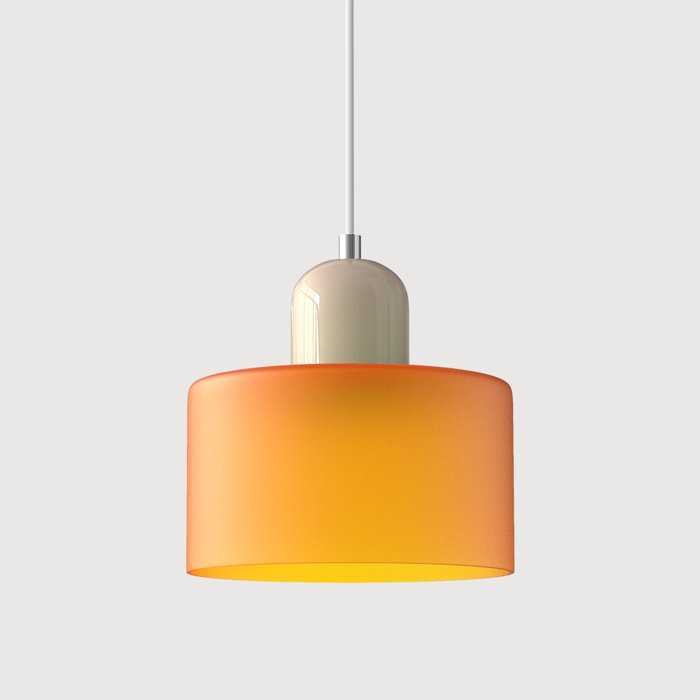 Beige base and warm orange shade tepa retro glass pendant