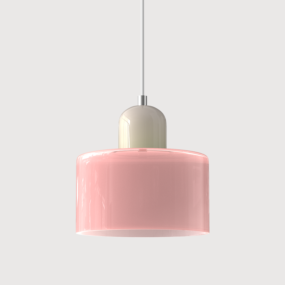 beige base and pink shade pastel tepa glass pendant light.