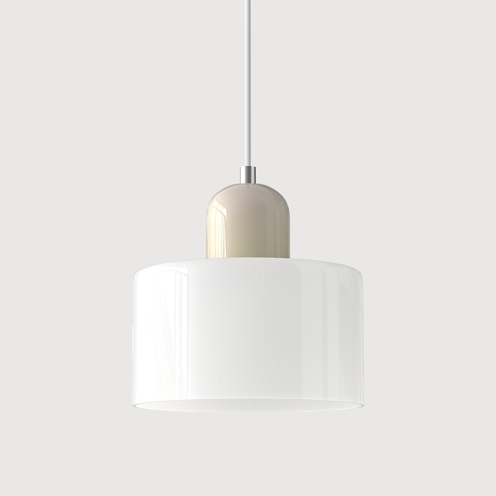 Beige base and white shade elegant minimalist tepa glass pendant