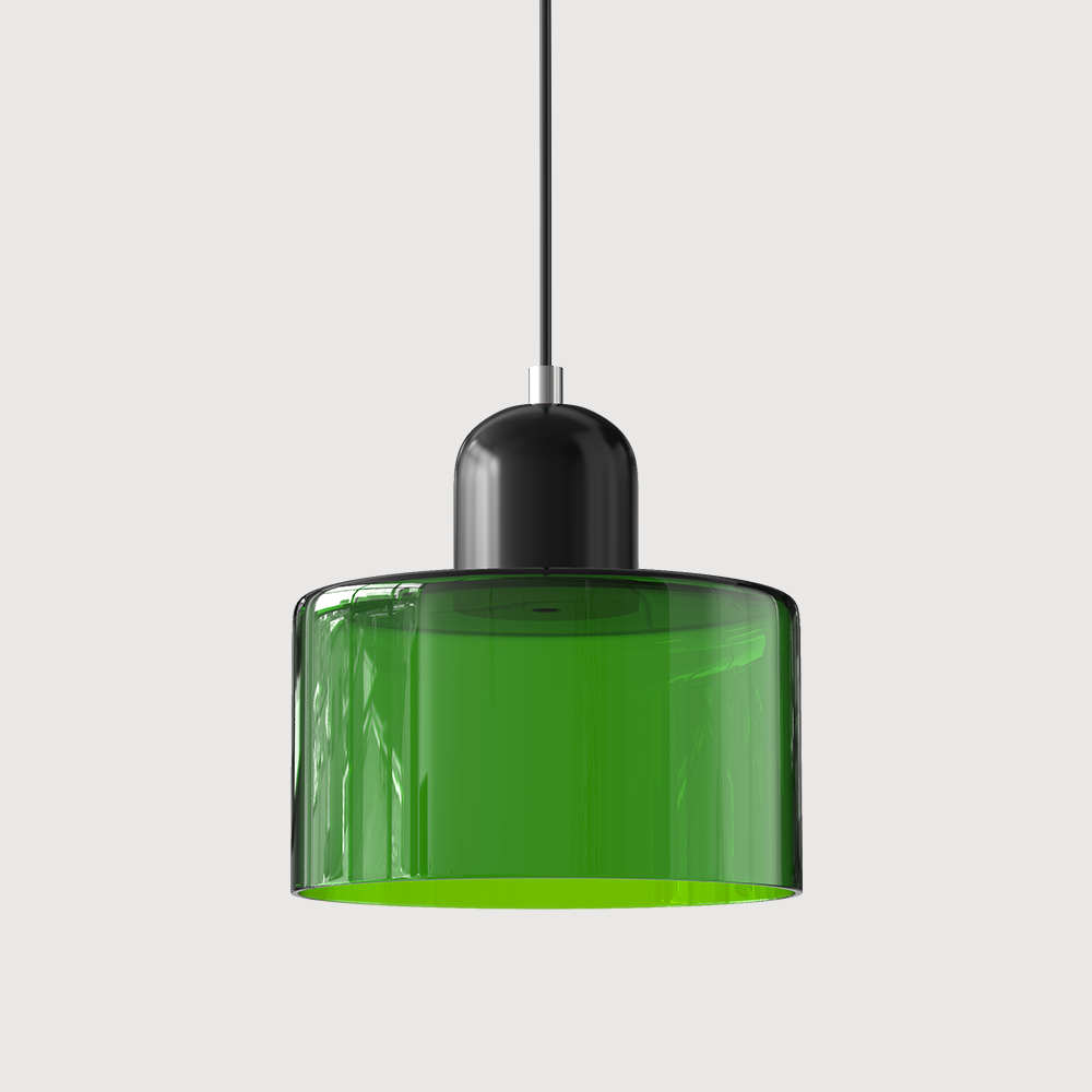 Black base and bright green shade Bauhaus style tepa ceiling lamp