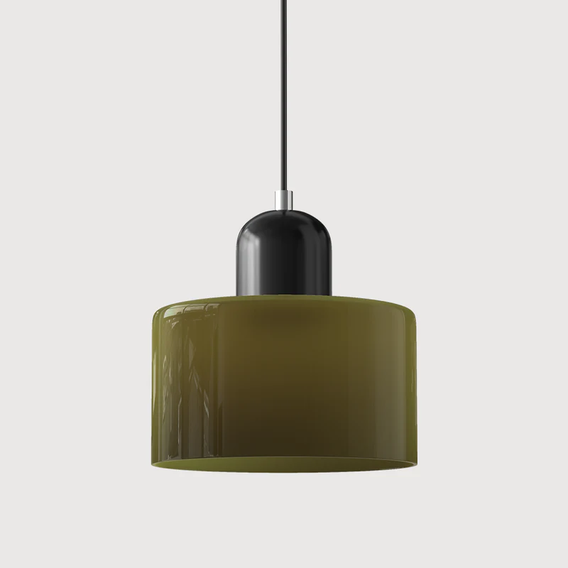 Black base and green shade retro tepa glass pendant lamp isolated