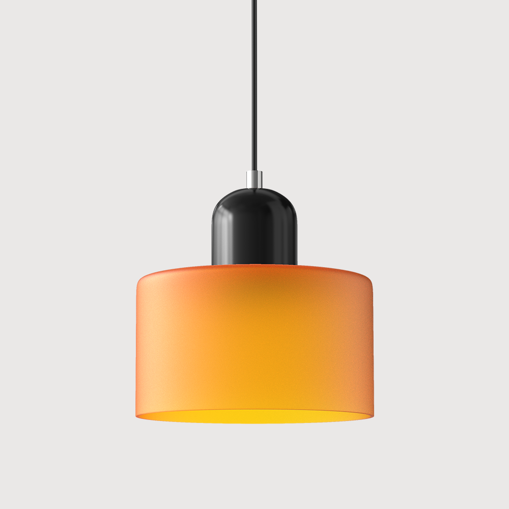 black base and vibrant orange shade tepa glass ceiling lamp.