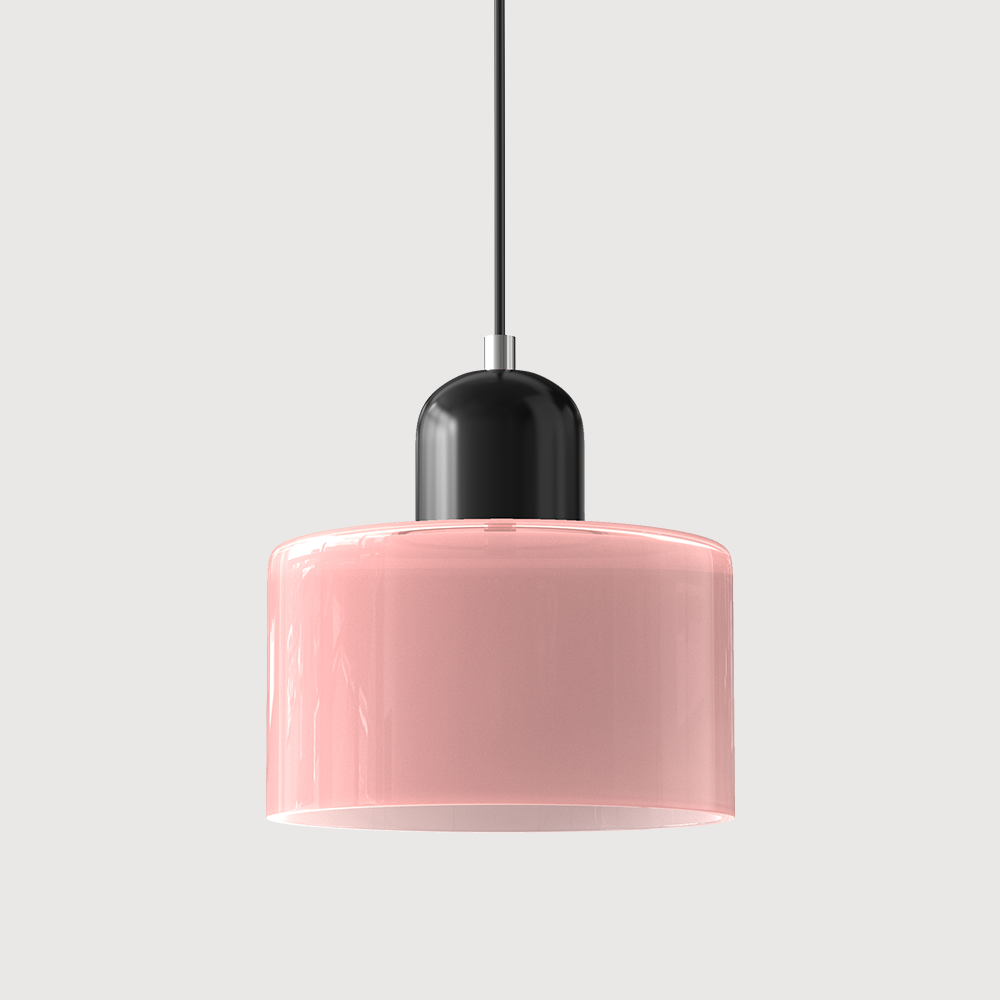 Black base and soft pink shade retro tepa glass ceiling light