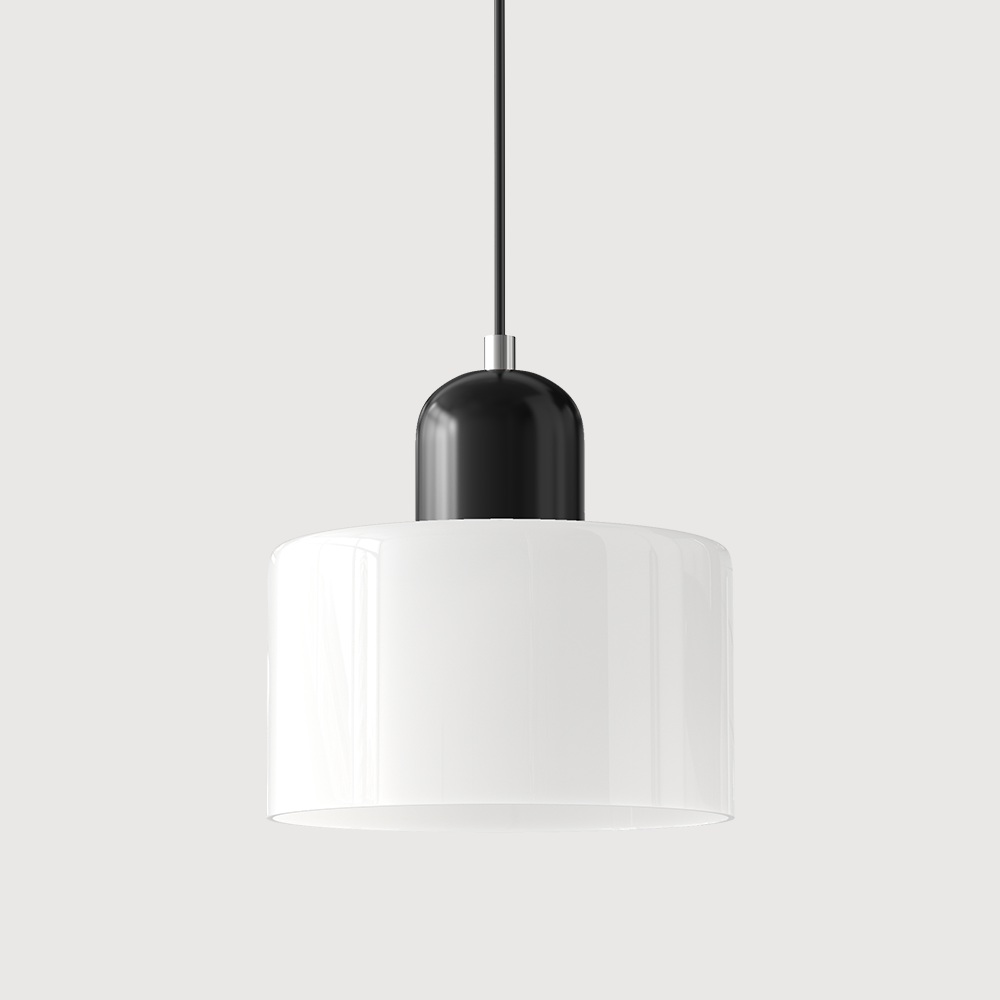 Black base and white shade monochromatic tepa glass pendant light