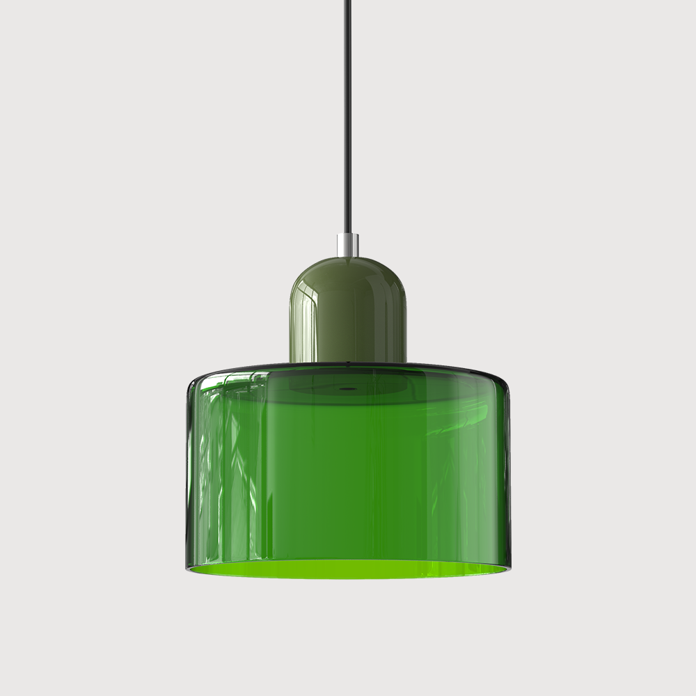 Green base and bright green shade glossy tepa glass pendant light