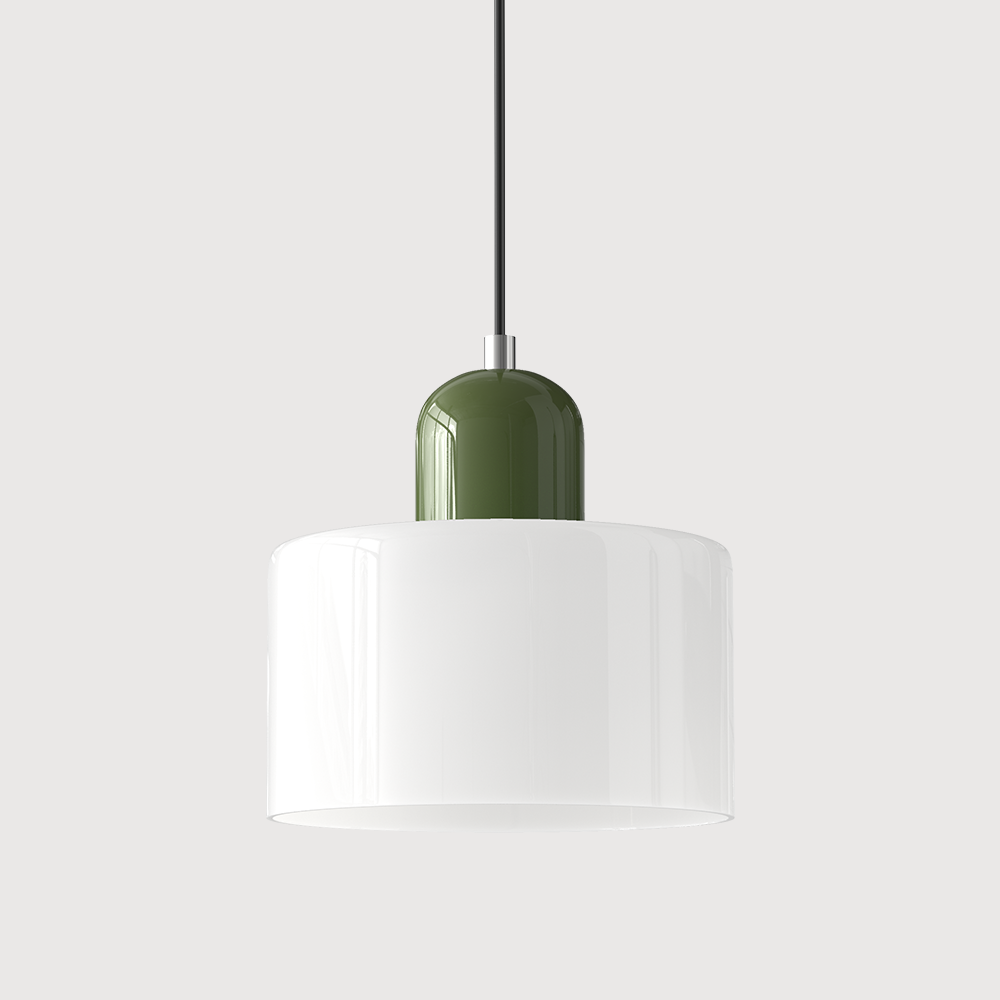 green base and white shade minimalist tepa glass pendant