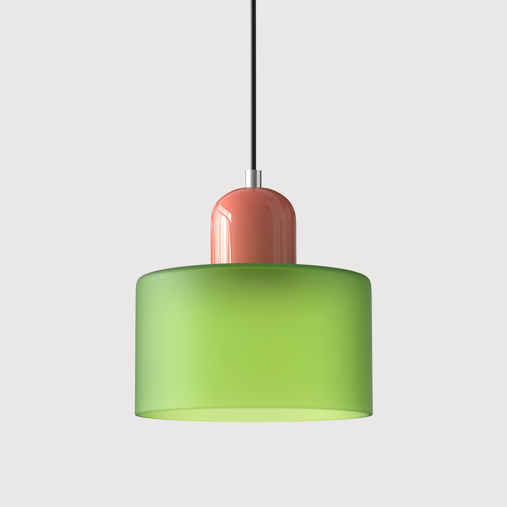 Pink base and frosted green shade tepa retro ceiling pendant