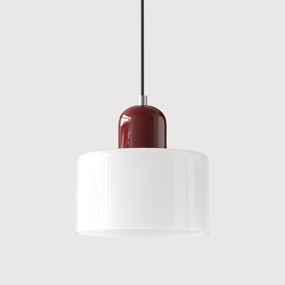 Red base and crisp white shade modern glass tepa ceiling lamp