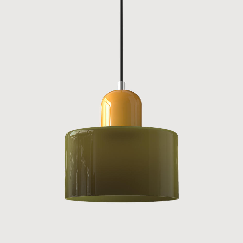 Yellow base and green shade mid-century tepa ceiling lamp