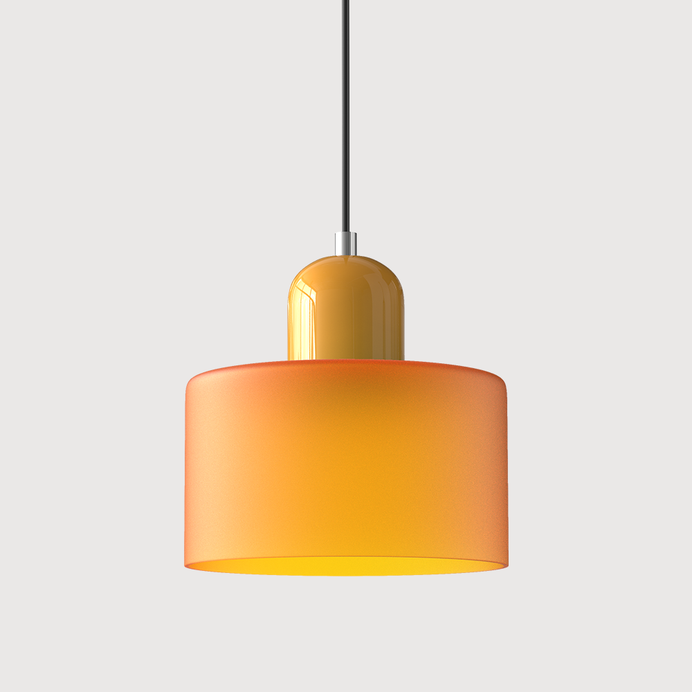 Yellow base and dark orange shade vintage tepa glass pendant