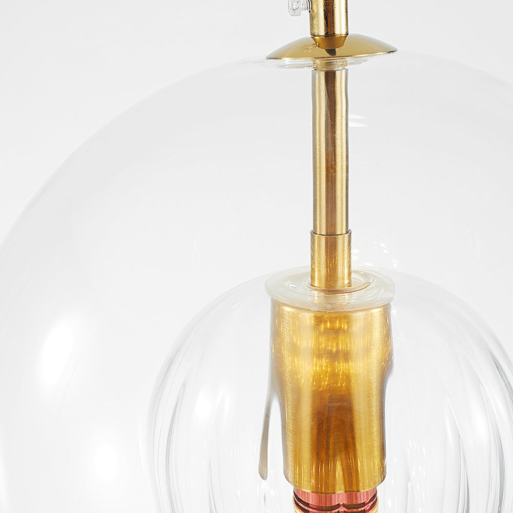 tuoj close-up of the premium brass metal hardware and high-clarity clear glass outer dome