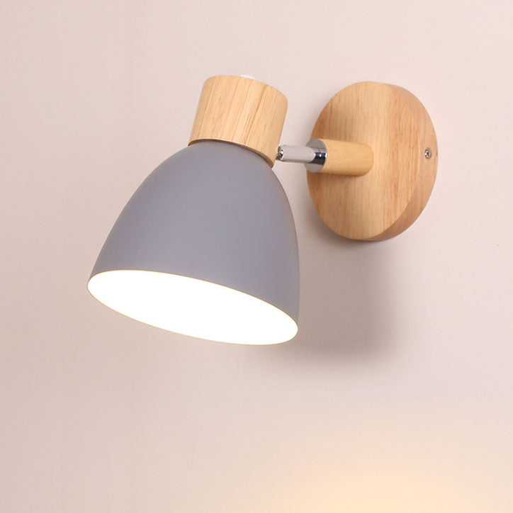 Sleek grey vexol modern wood wall sconce without a pull cord, showcasing its matte finish