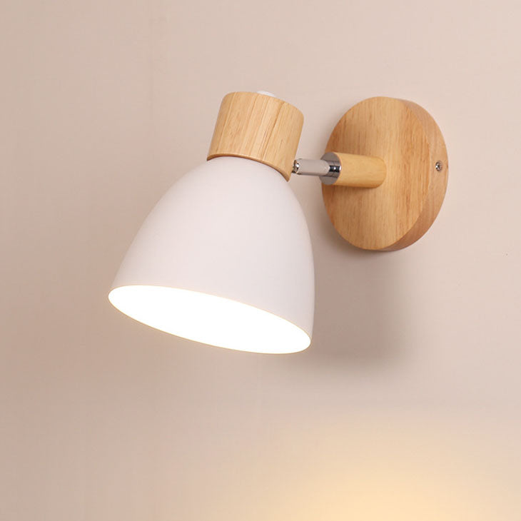 Minimalist vexol white wood wall light without a pull cord, offering a clean, contemporary look