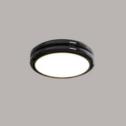 Modern black macaron round LED flush mount vyter ceiling light with a glossy stepped frame