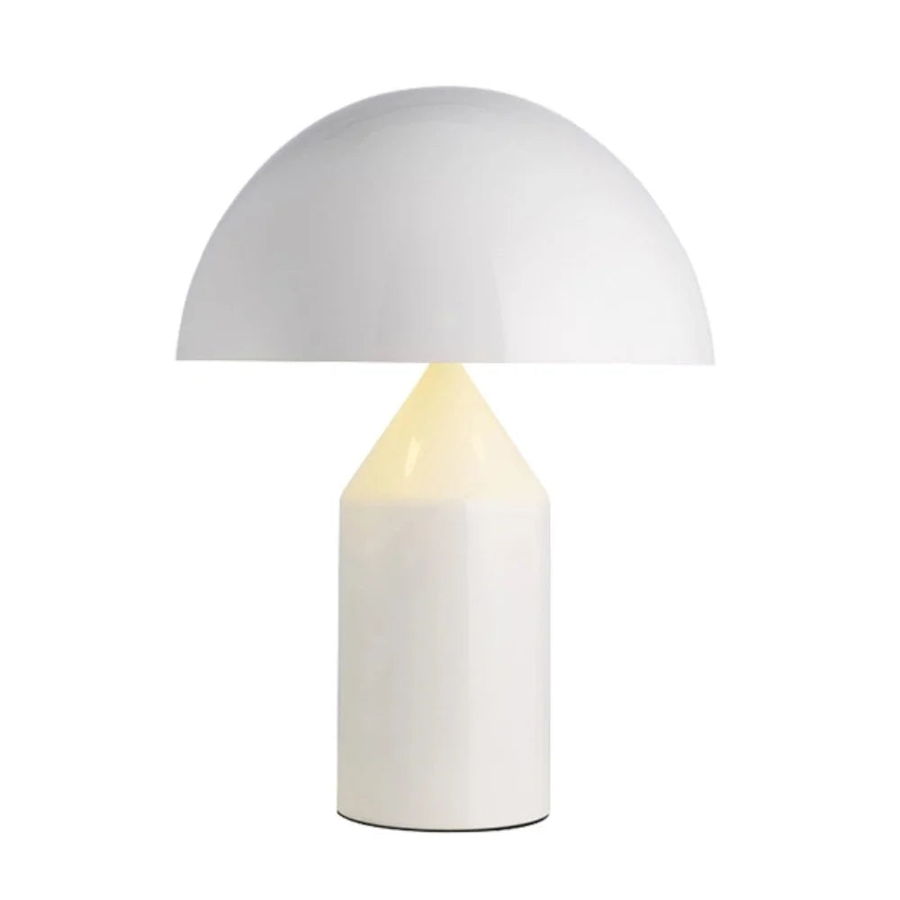 Matte wesk white Bauhaus mushroom lamp showcasing its smooth, fingerprint-resistant finish