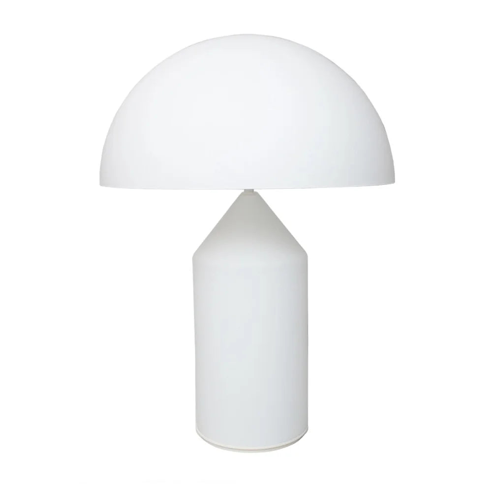 white wesk mushroom table lamp highlighting its perfectly proportioned semi-circular dome