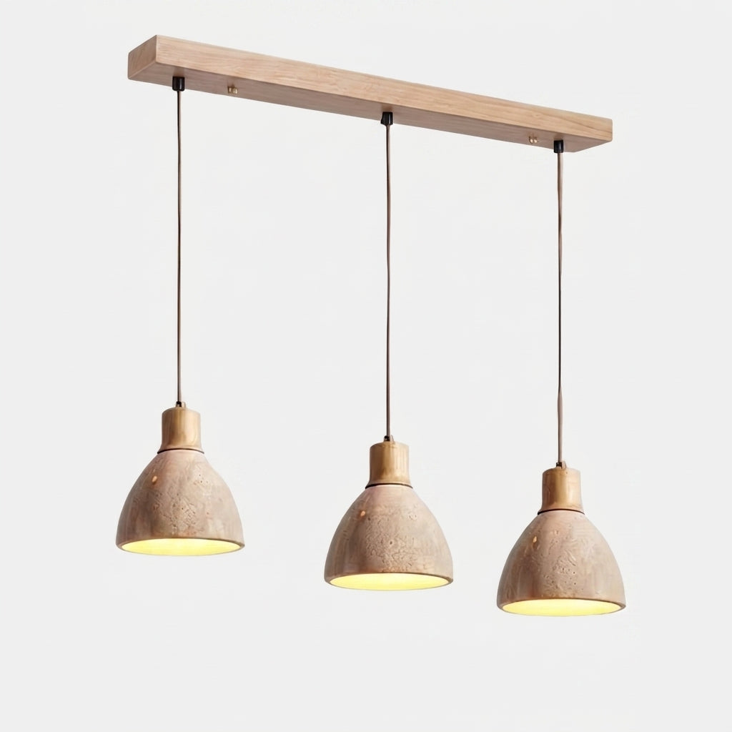 Yomzi 3-light linear pendant light on a light wood bar